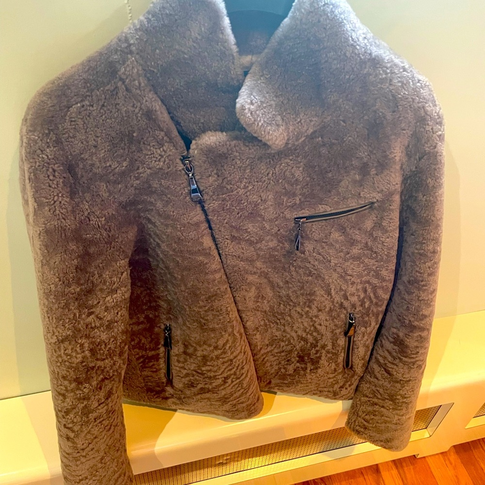 Real lamb shearling cropped jacket